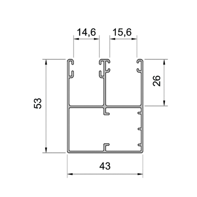 Aluprof Aluminium Doppelführungsschiene PPDO53