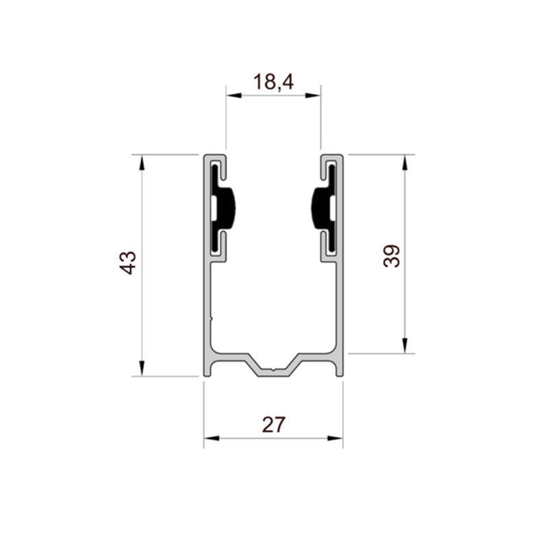 Aluprof Aluminium Führungsschiene PU43/G