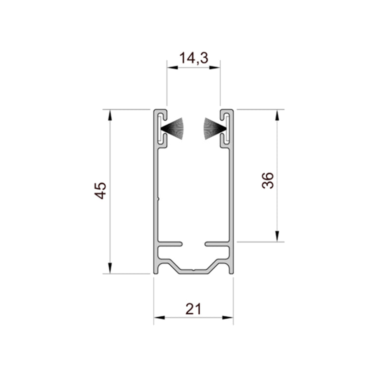 Aluprof Aluminium Führungsschiene PU45/14/S