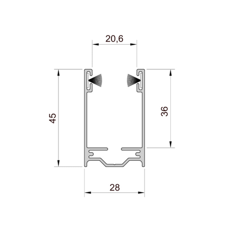 Aluprof Aluminium Führungsschiene PU45/20/S