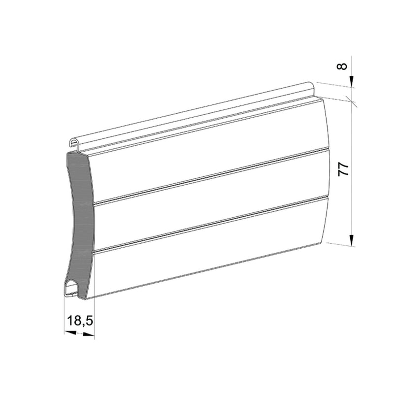 Aluprof PA77 Aluminiumtorprofil, Lamelle PA77 ausgeschäumt