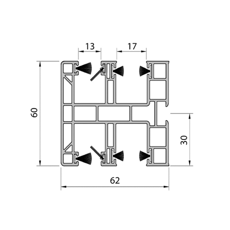 Aluprof PVC Maxi Führungsschiene PPDM-P60/17