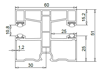 Exte PVC-Mini Doppelführungsschiene 50951