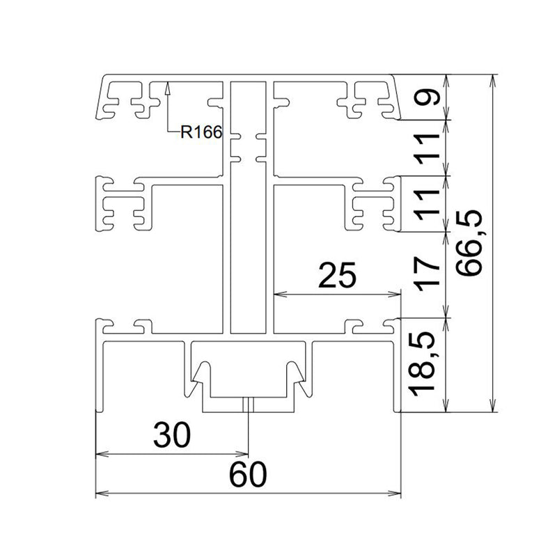 Exte ALU-Maxi Doppelführungsschiene R166