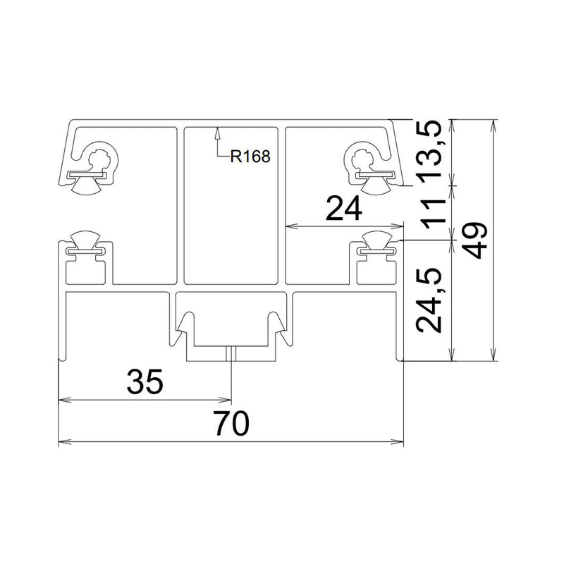 Exte ALU-Mini Doppelführungsschiene R168