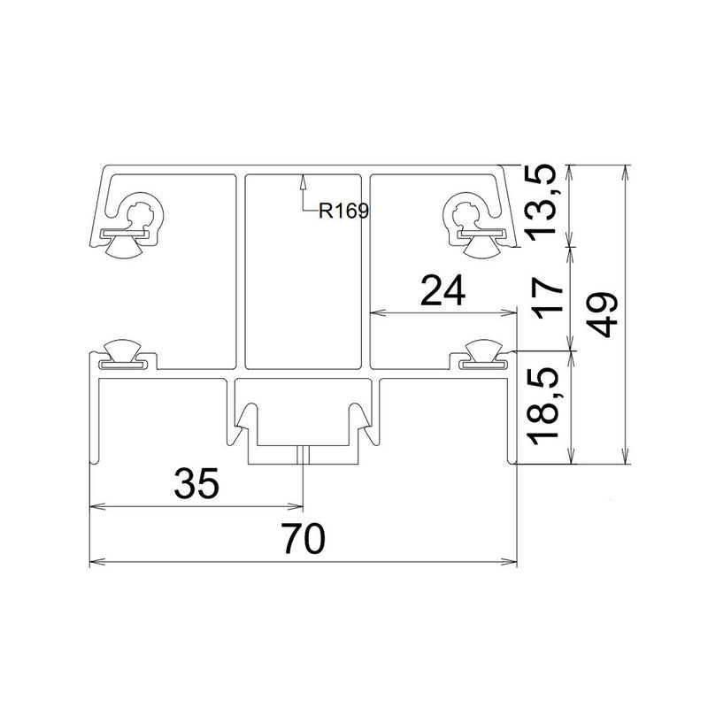 Exte ALU-Mini Rollladen Doppelführungsschiene R168