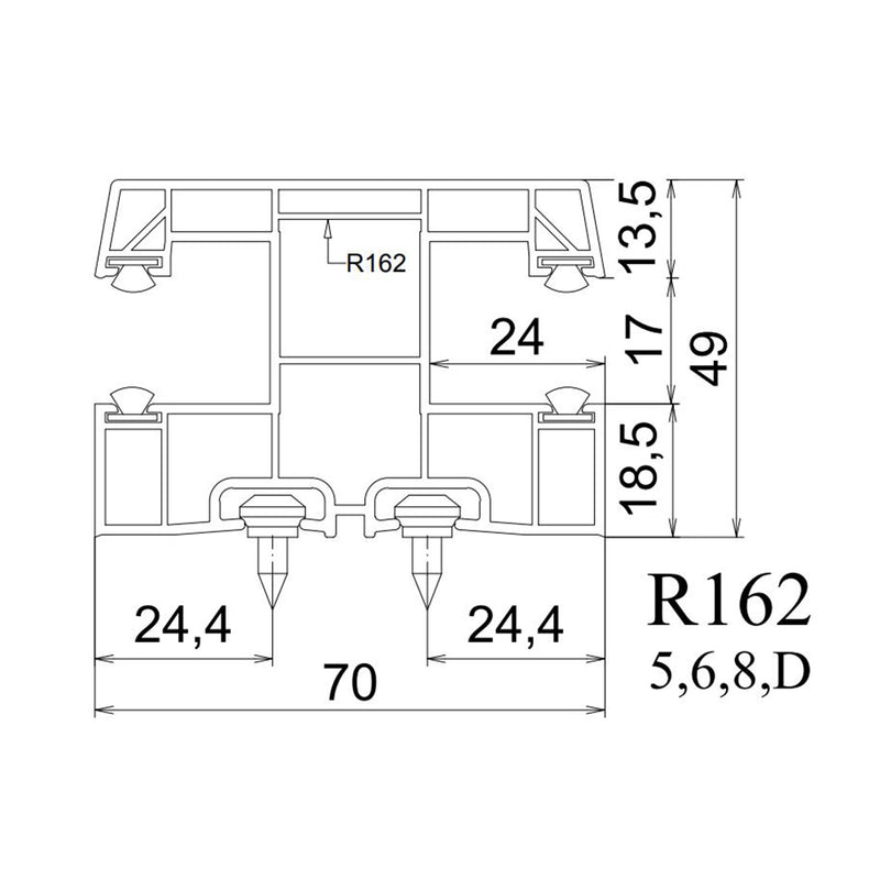 Exte PVC-Maxi Doppelführungsschiene R162