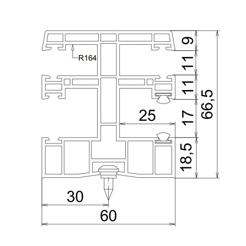 Exte PVC-Maxi Doppelführungsschiene R164