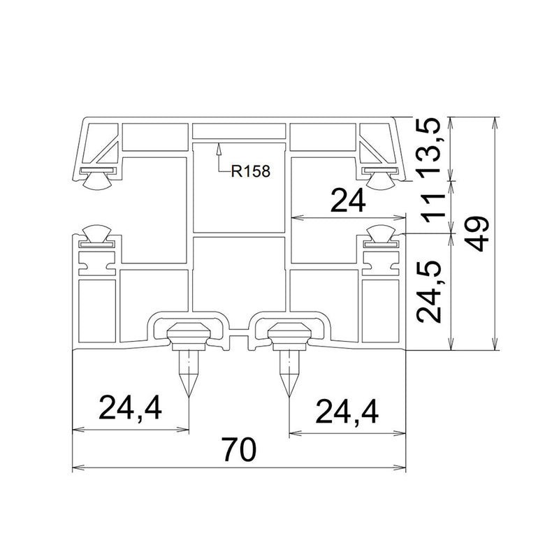 Exte PVC-Mini Doppelführungsschiene R158