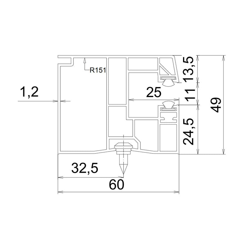 Exte PVC-Mini Einzelführungsschiene R151