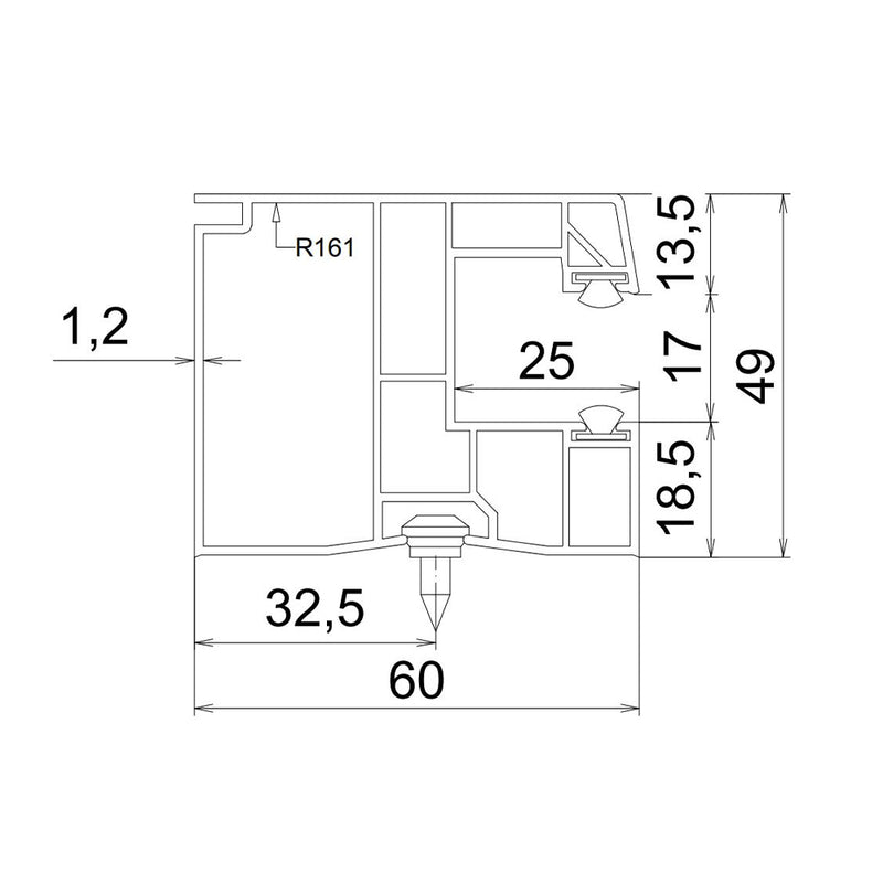 Exte Rollladen PVC-Maxi Einzelführungsschiene R161