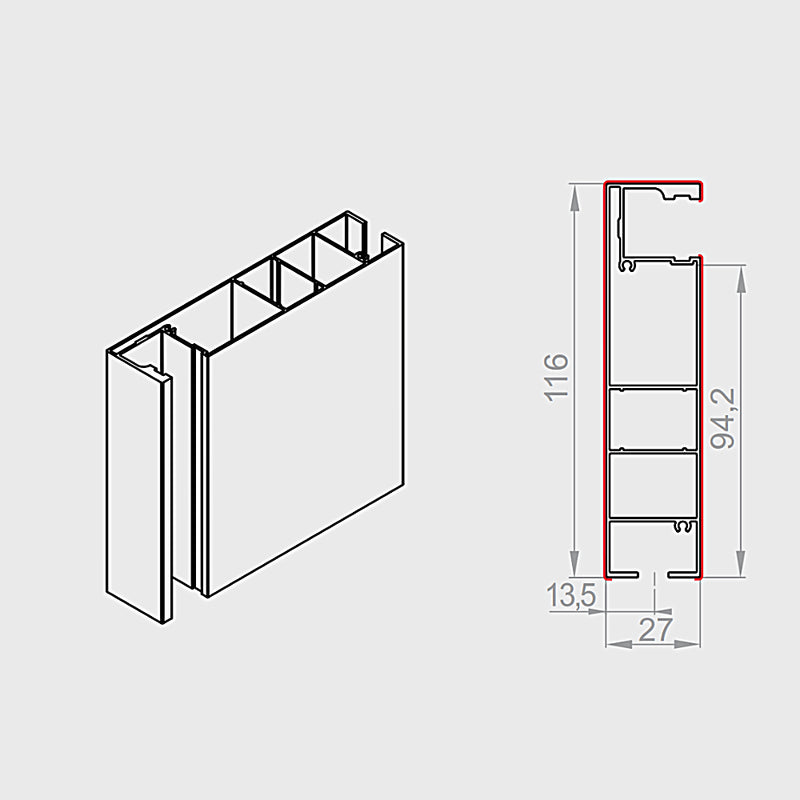 Portos Raffstore Alu Führungsschiene mit Abstandhalter FBR-040