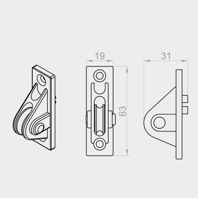 Portos Umlenkrolle Seilrolle bis Ø 5mm Schnur PRS-250-PR XX