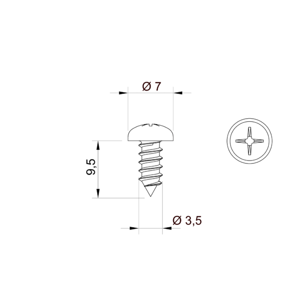 Aluprof Plissee Aluprof Plissee Blechschraube 3,5/9,5