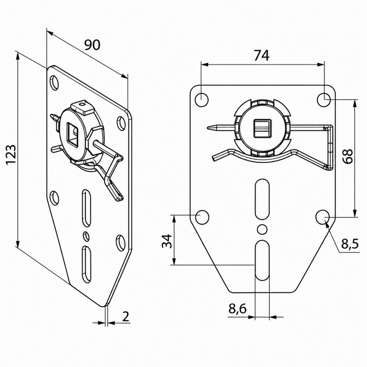 Eckermann Rolladen Eckermann Motorlagerplatte für Motoren mit 10mm Vierkantstift bis 30Nm V317C