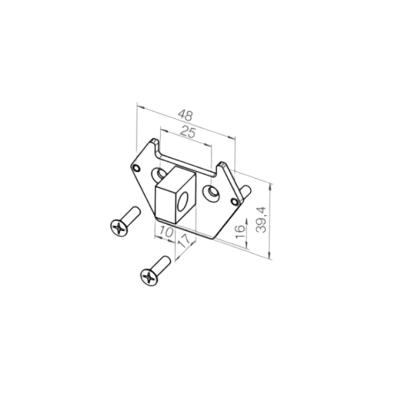 Elero Rolladen Elero Adapterplatte Vierkantbolzen RevoLine M-L Zapfen 16x16