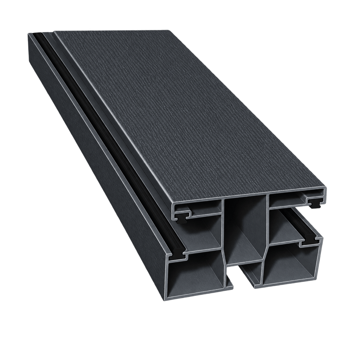 MK Menke Rolladen Anthrazit (genarbt) / 40cm / Schwarz MK PVC-Doppelführungsschiene Mini 939/B4