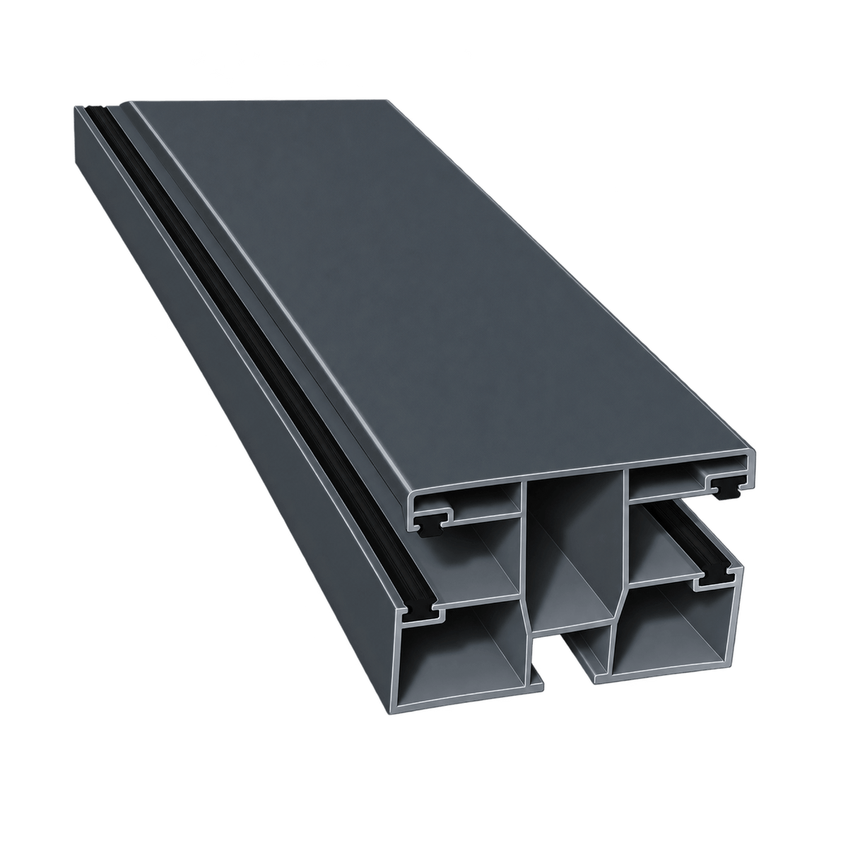 MK Menke Rolladen Anthrazit (glatt) / 40cm / Schwarz MK PVC-Doppelführungsschiene Mini 939/B4
