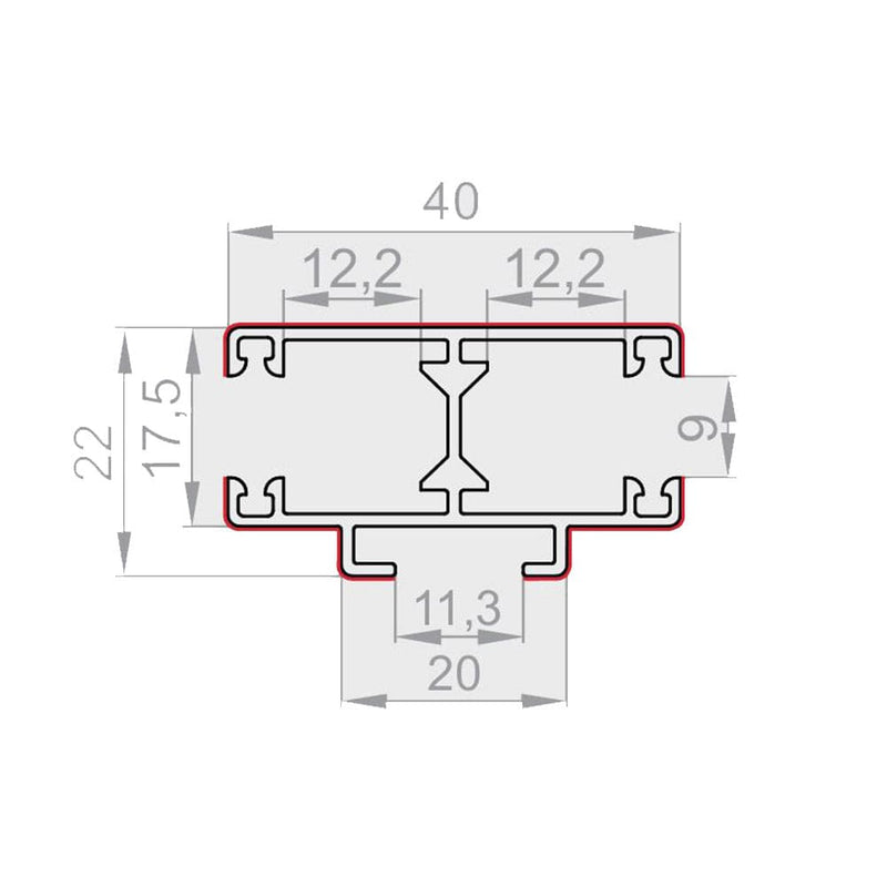 Portos Raffstore Portos Raffstore Alu Doppelführungsschiene F-PPD-40
