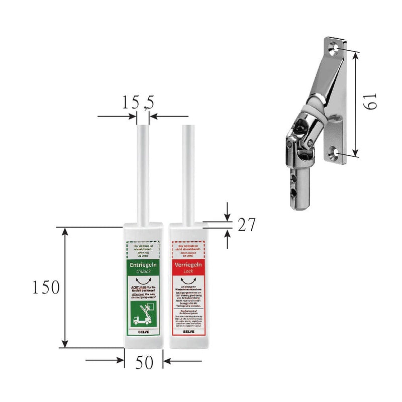 Selve Rolladen Selve Bedienset SP Rescue mit Gelenklager 50° 278632