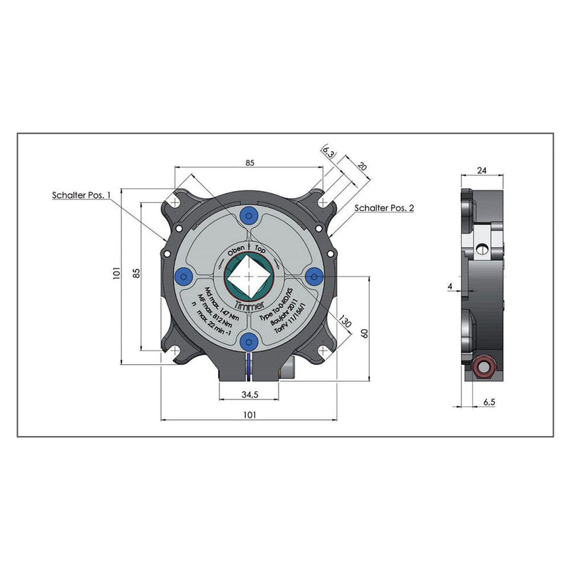 Timmer Rolladen Timmer Abrollsicherung TA 0-RD/X6 (blau) 147 Nm Drehmoment Fangmoment 855 Nm
