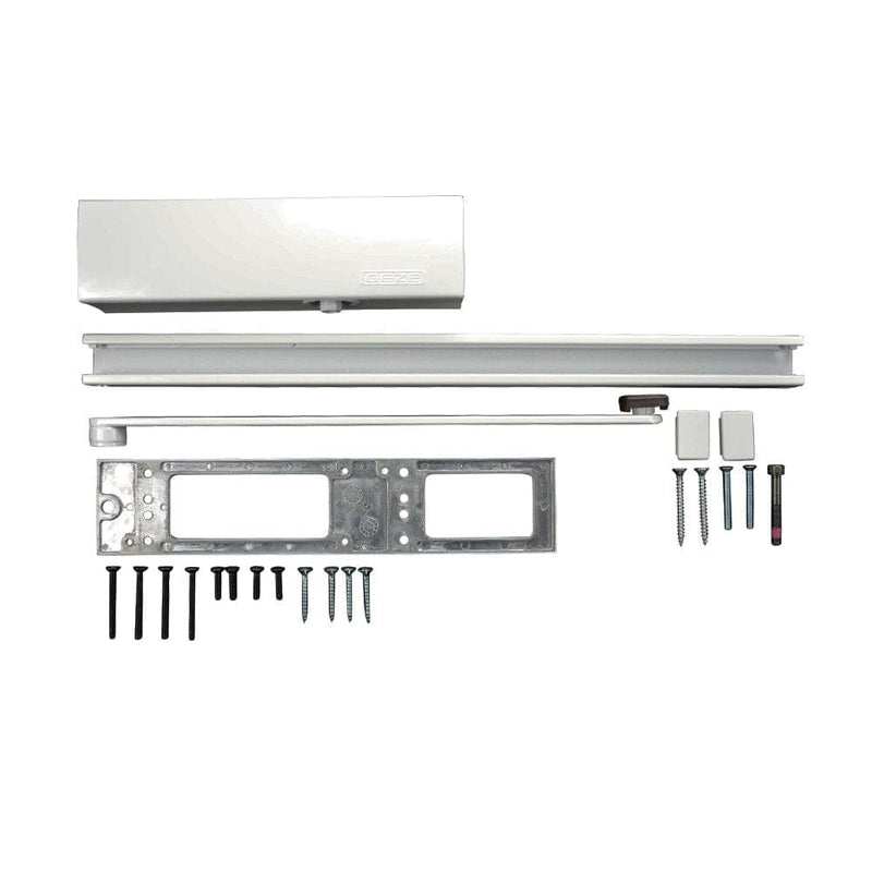 GEZE Tür GEZE Türschliesser TS 3000 V mit Gleitschiene und Montageplatte RAL 9016