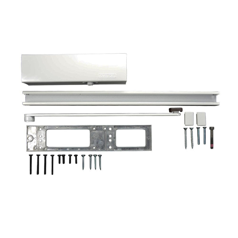 GEZE Türschliesser TS 3000 V mit Gleitschiene und Montageplatte RAL 9016 - Fenstergigant