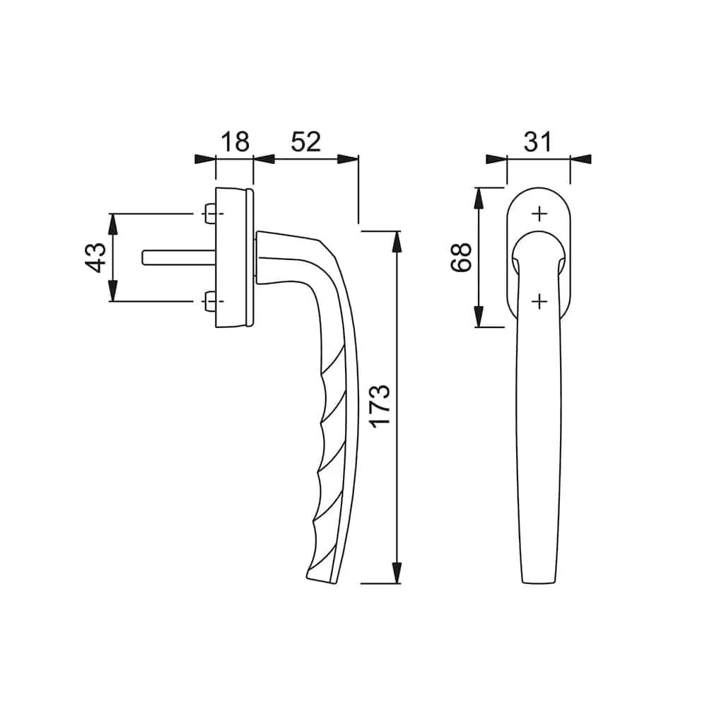 Hoppe Fenster Hoppe PSK-Griff Atlanta 10761057 Alu Stahl