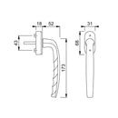 Hoppe Fenster Hoppe PSK-Griff Atlanta 10761057 Alu Stahl