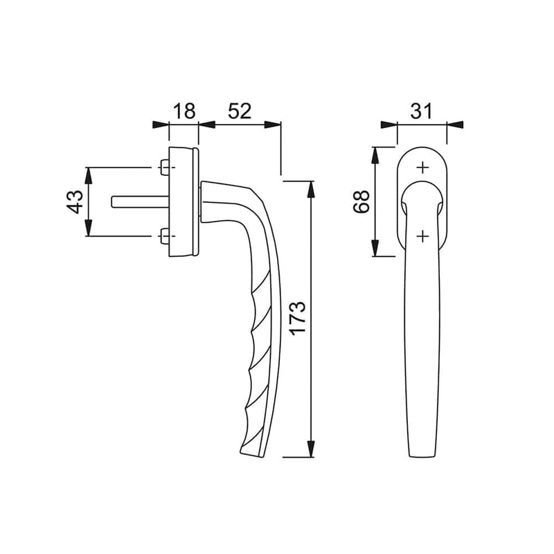 Hoppe Fenster Hoppe PSK-Griff Atlanta 10761057 Alu Stahl