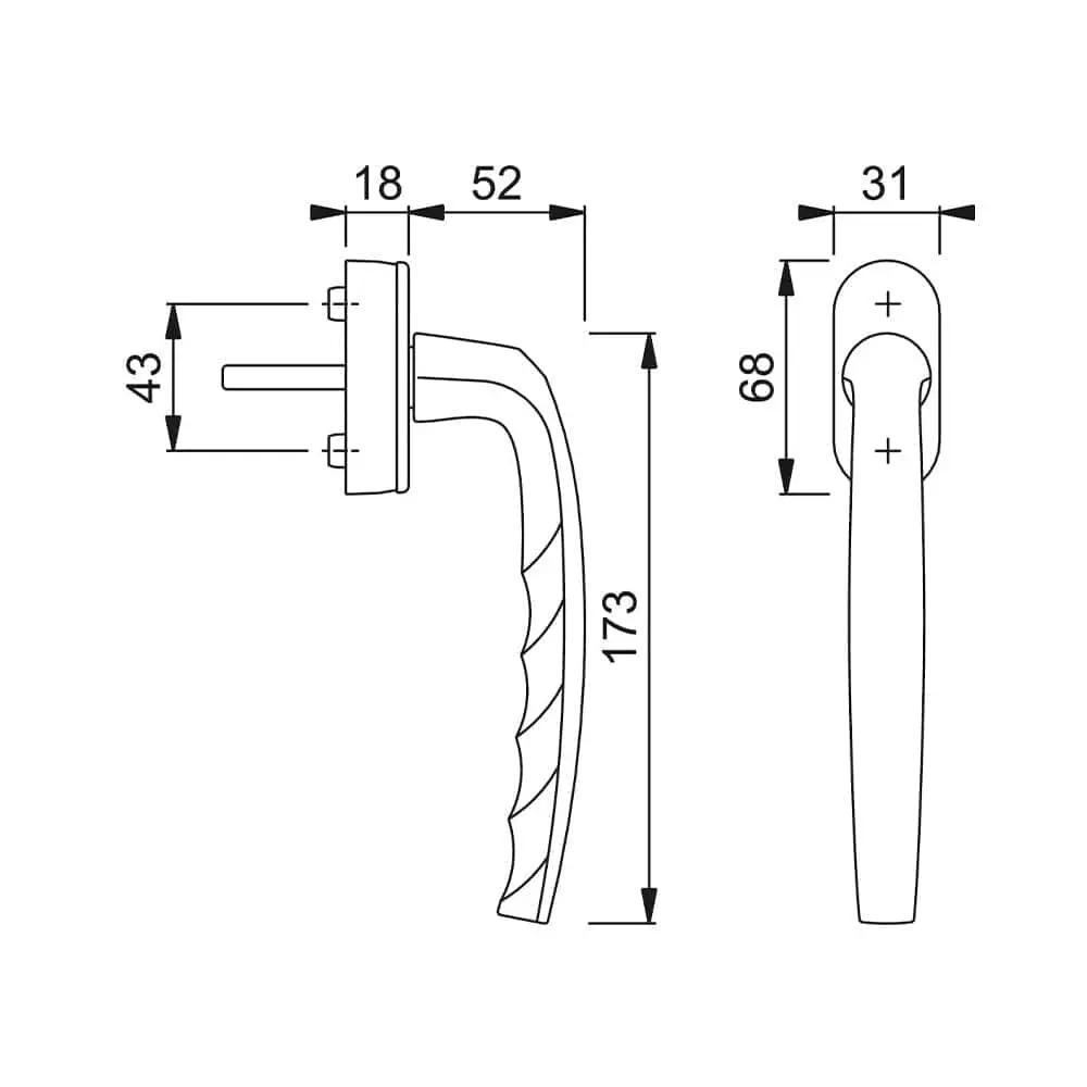 Hoppe Fenster Hoppe PSK-Griff Atlanta 10761073 F9016 Weiss