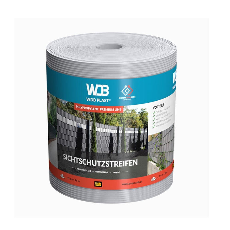 WDB Plast Garten Grau RAL7040 WDB Plast Sichtschutzband PVC Premium Line 190mm