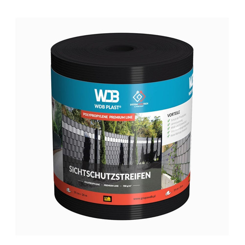 WDB Plast Garten Schwarz RAL9005 WDB Plast Sichtschutzband PVC Premium Line 190mm